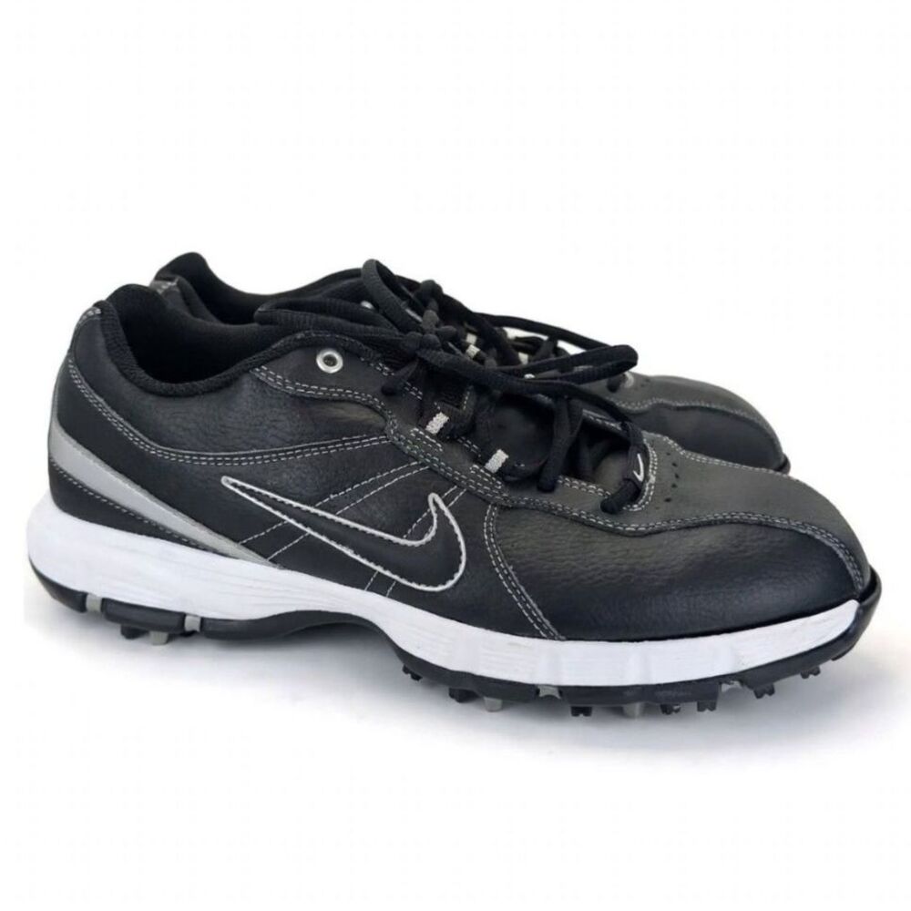 Nike Durasport Golf Shoes Mens 9 Black Power Channel Spiked Cleats 317682-001